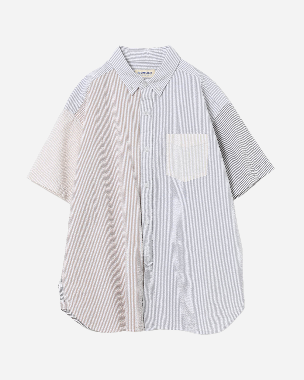 BEAMS BOY Seersucker Short Sleeve Shirt Beige 1301-0128-803-2018