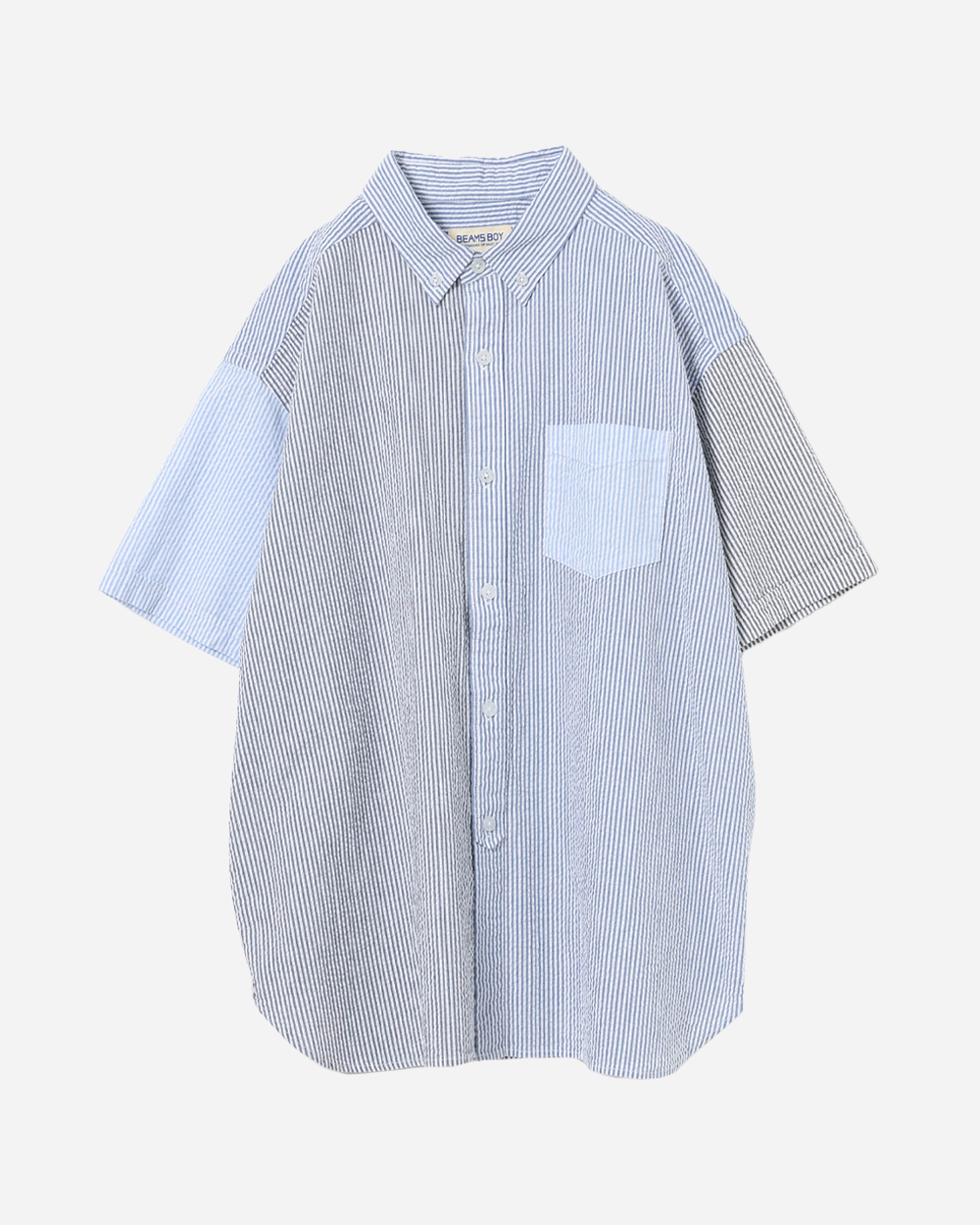 BEAMS BOY Seersucker Short Sleeve Shirt Blue 1301-0128-803-7518