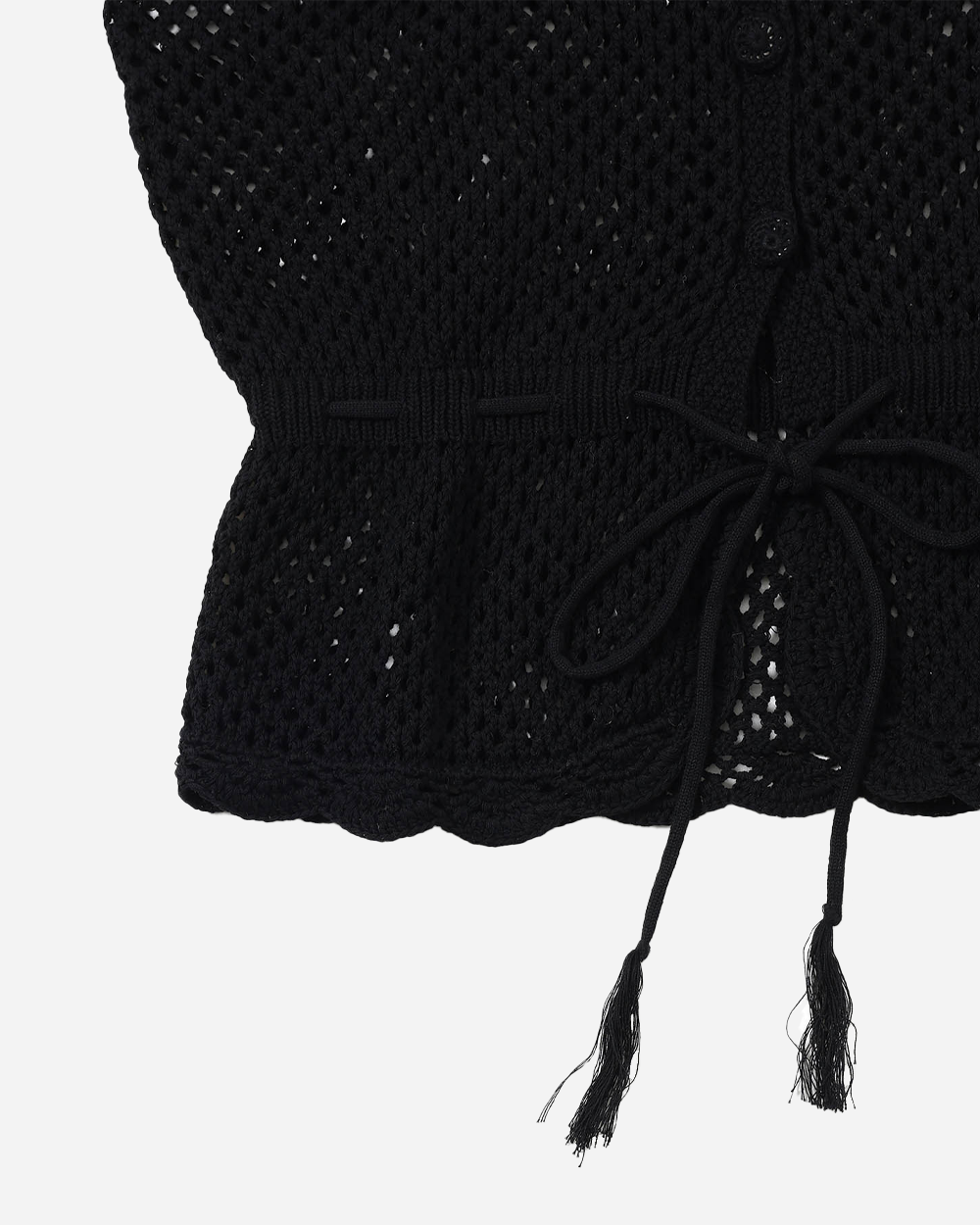 BEAMS BOY Fishnet Knit Vest Black 1305-0143-126-1988