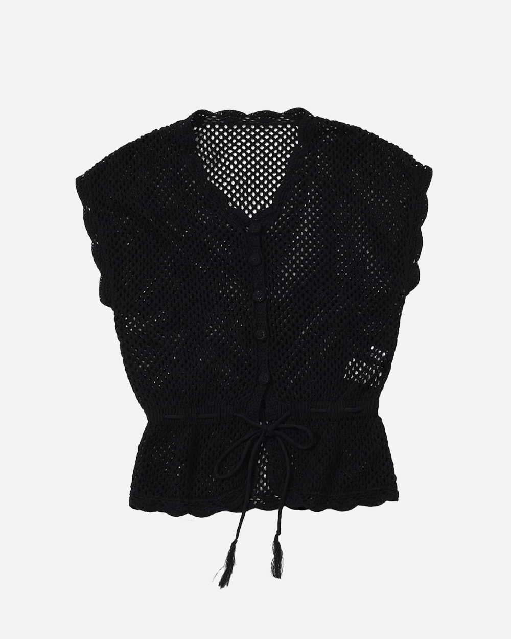 BEAMS BOY Fishnet Knit Vest Black 1305-0143-126-1988