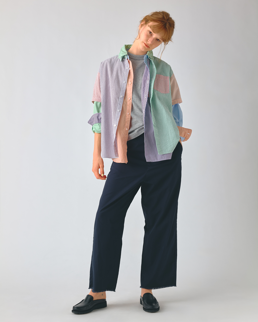 BEAMS BOY Seersucker Short Sleeve Shirt Multi 1301-0128-803-9118