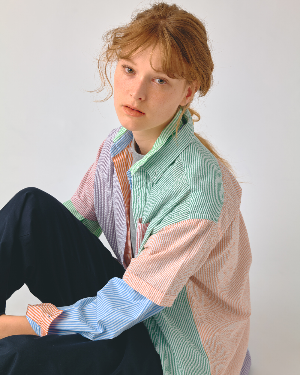BEAMS BOY Seersucker Short Sleeve Shirt Multi 1301-0128-803-9118