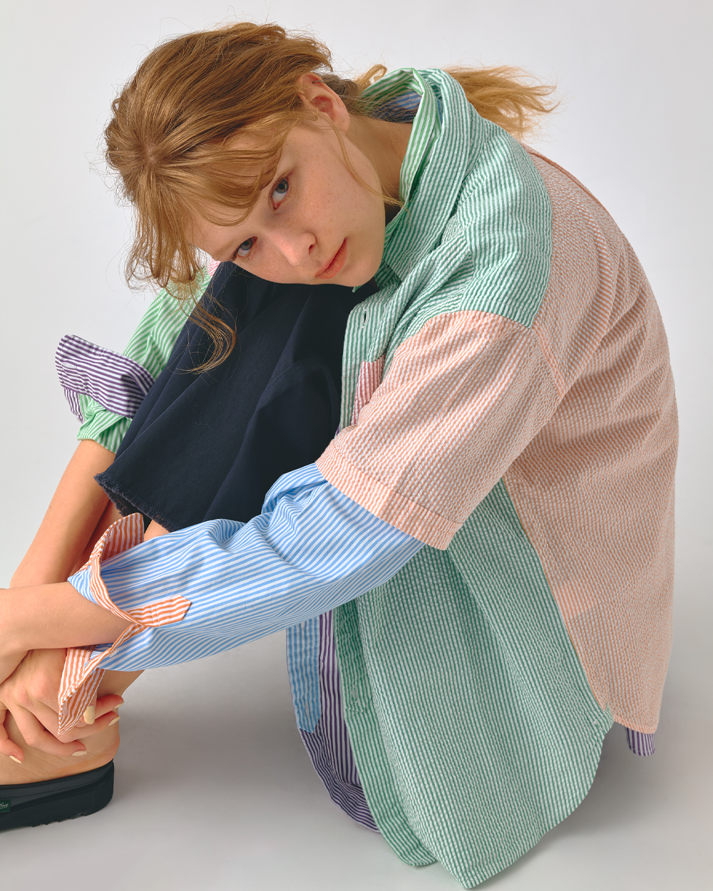 BEAMS BOY Seersucker Short Sleeve Shirt Multi 1301-0128-803-9118