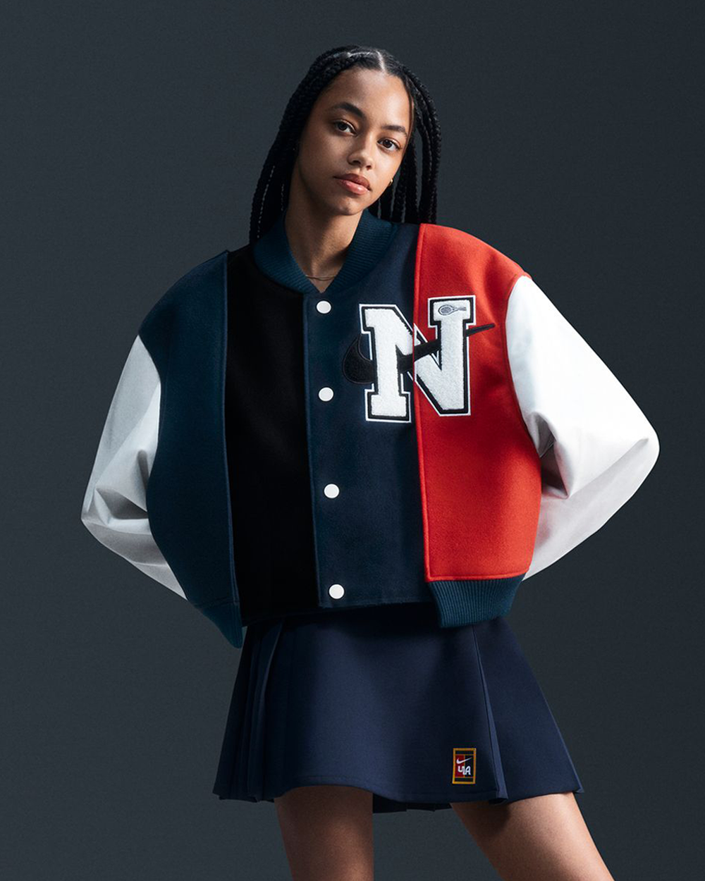 Nike Women By YOON Oversized Varsity Jacket Black/Armoury Navy FZ0280-010