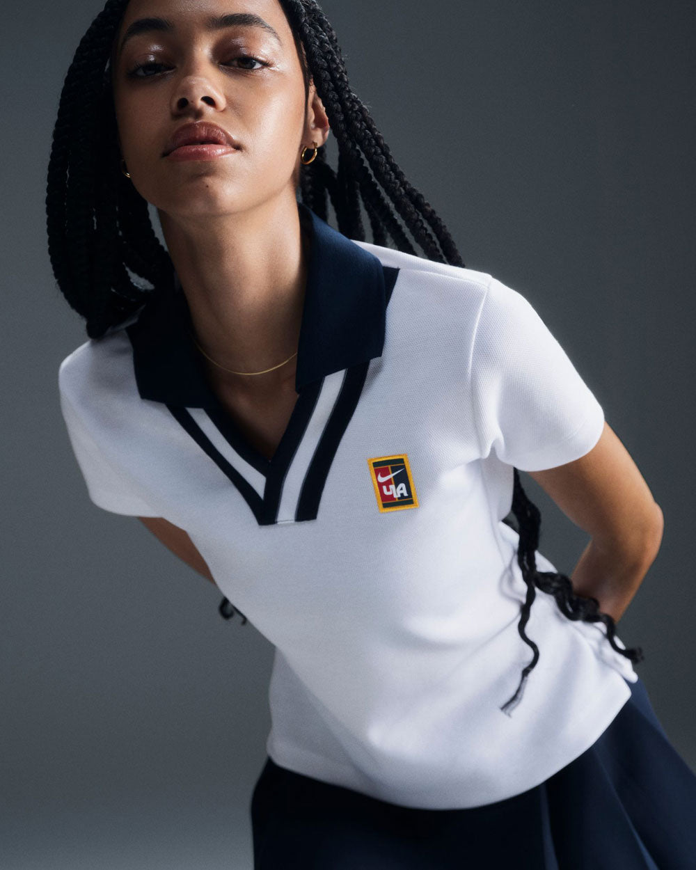 Nike Women By YOON Short Sleeve Polo White/Armoury Navy FZ0276-100