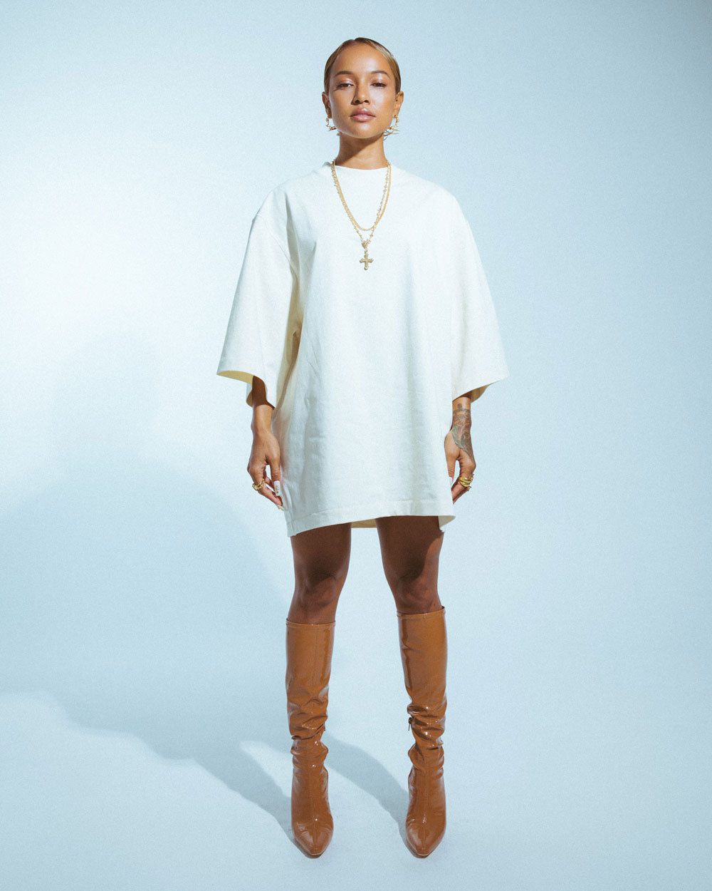 Karrueche x Staple & Hue Oversized Shirt Dress Vanilla KAESH-OHCS-VC