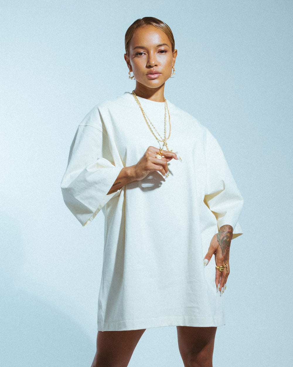 Karrueche x Staple & Hue Oversized Shirt Dress Vanilla KAESH-OHCS-VC