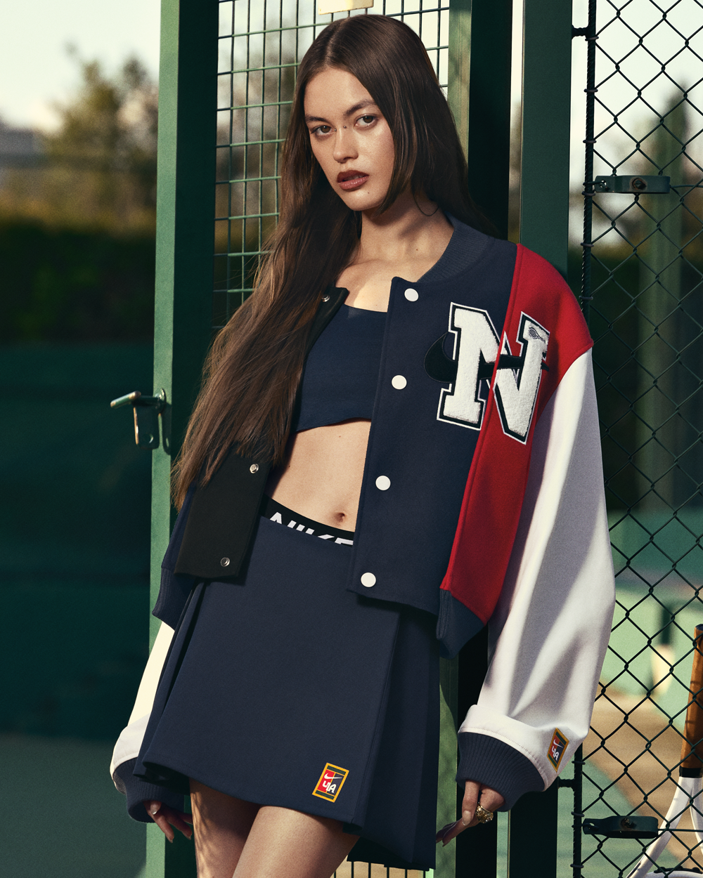 Nike Women By YOON Oversized Varsity Jacket Black/Navy FZ0280-010